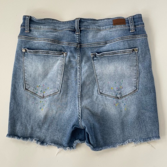 Judy Blue Women's Rainbow Paint Splash Splattered Distressed Denim Short Sz 2XL - Picture 4 of 11